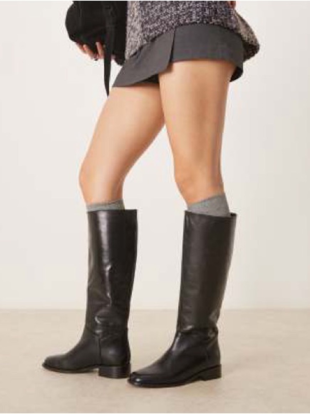 $219 NWT Mango Leather High Boots – Black MNG US 10 Euro 42 New